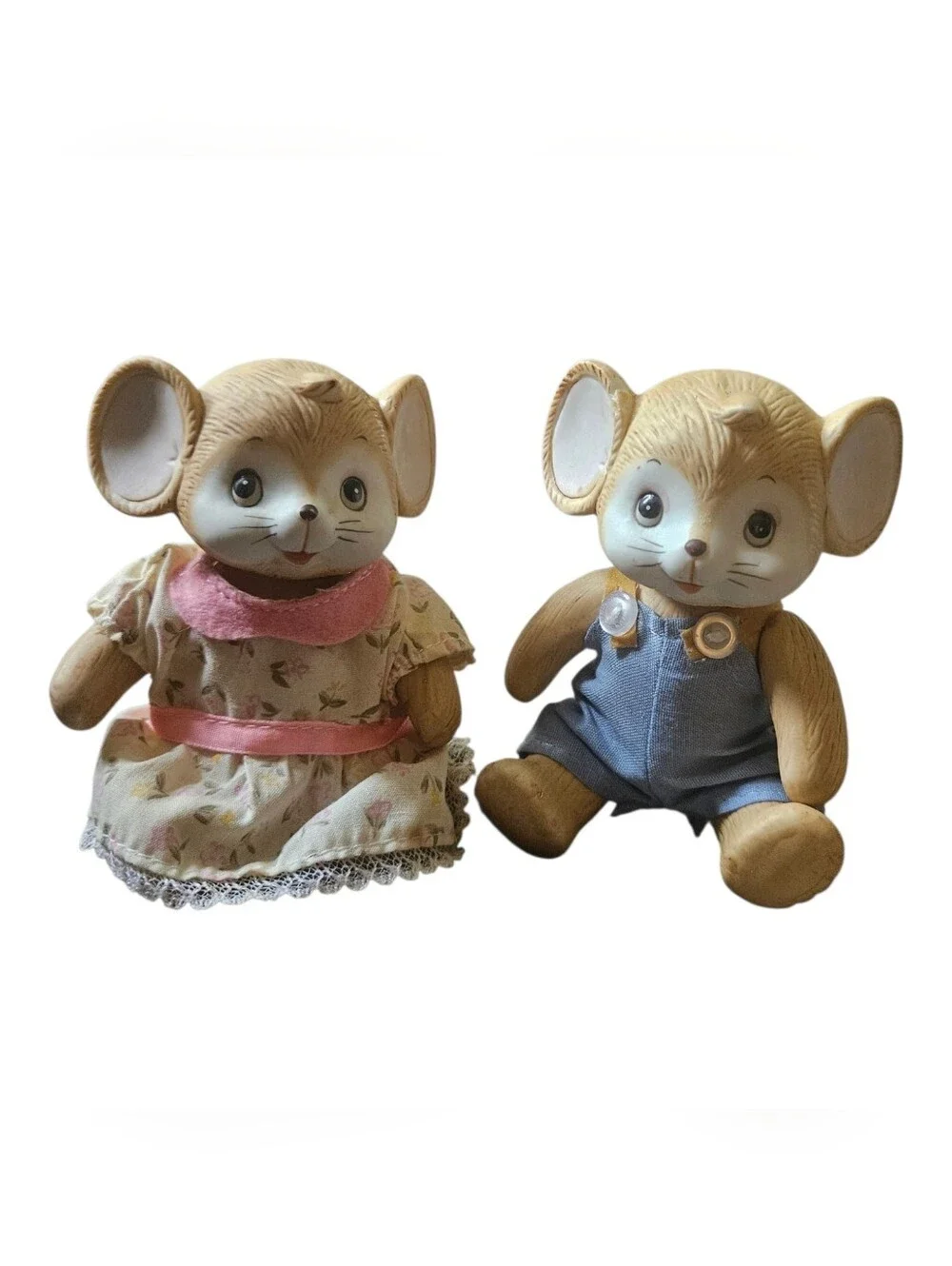 Vintage 80's Homco Jointed Country Mice Porcelain Figurines Set